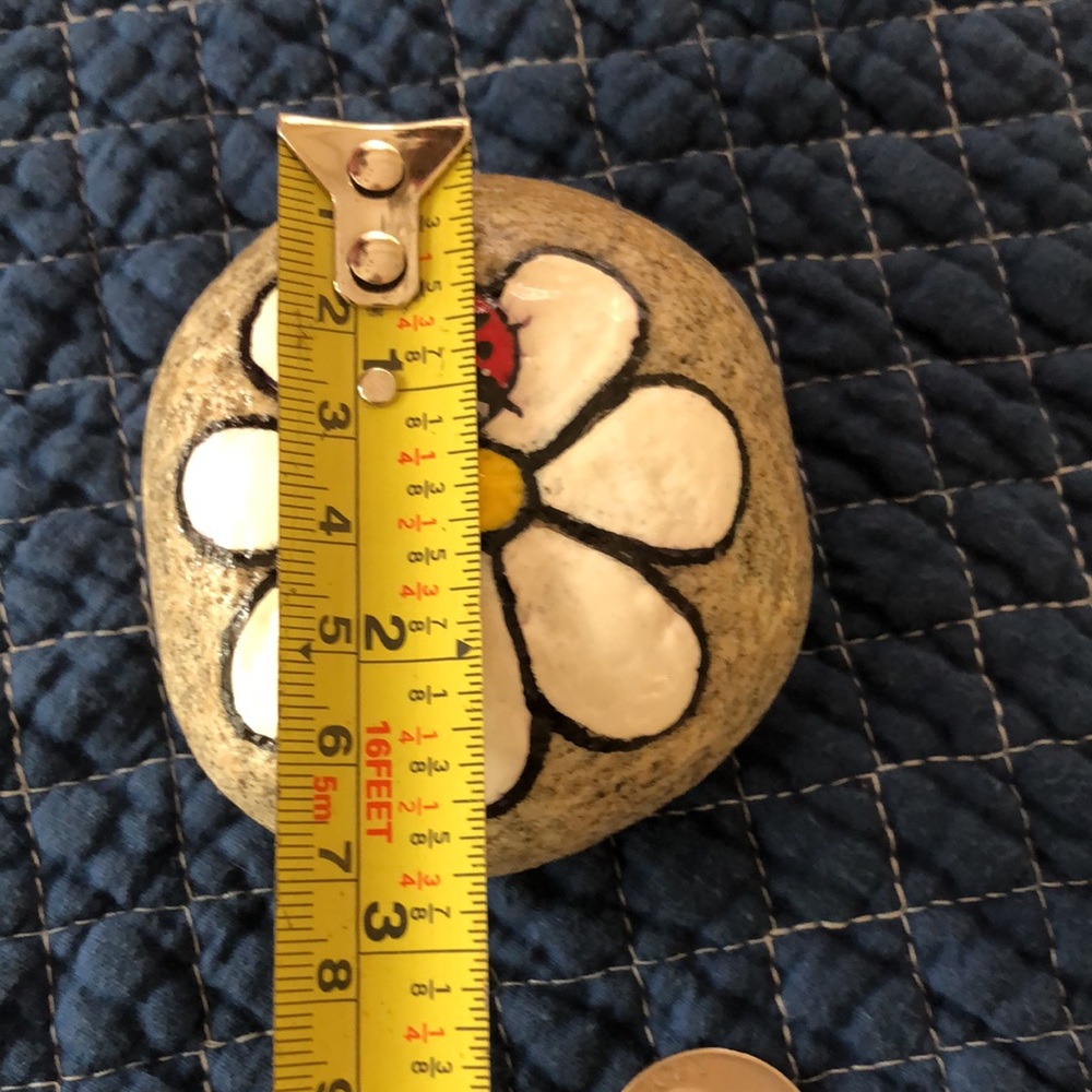 HAND PAINTED LADYBUG DAISY ROCK - Picture 7 of 7